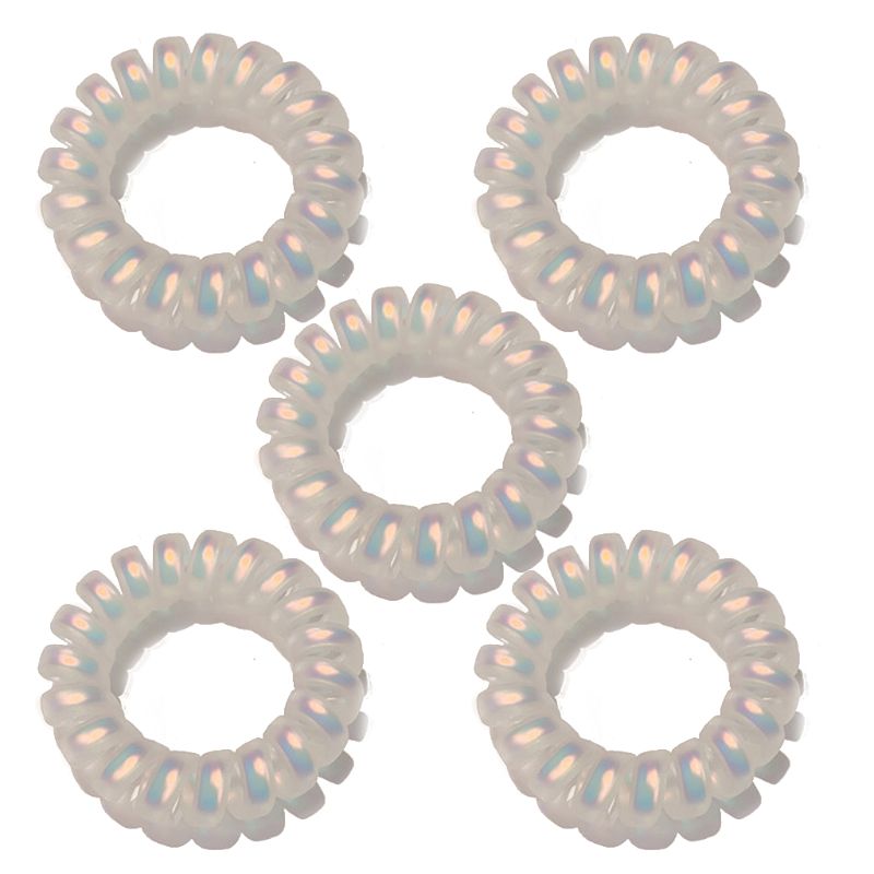 

5Pcs Rainbow White Traceless Strong Ponytail Holder Invisible Spiral Hair Rings