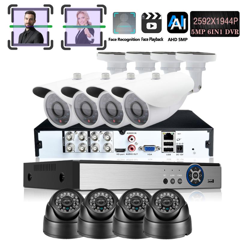 

Classic &Dome Out/indoor 5MP camera mix 2591*1944P Face Recognition DVR Recorder CCTV Video Surveillance P2P System Kit