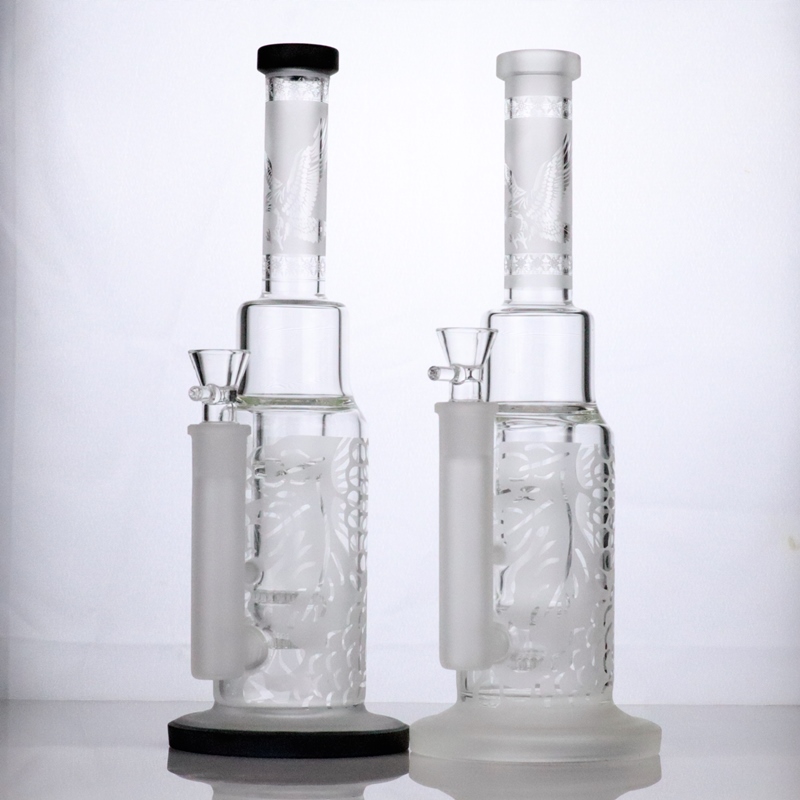

14'' Straight Tube Glass Bong With Sandblasted Artwork Hookahs