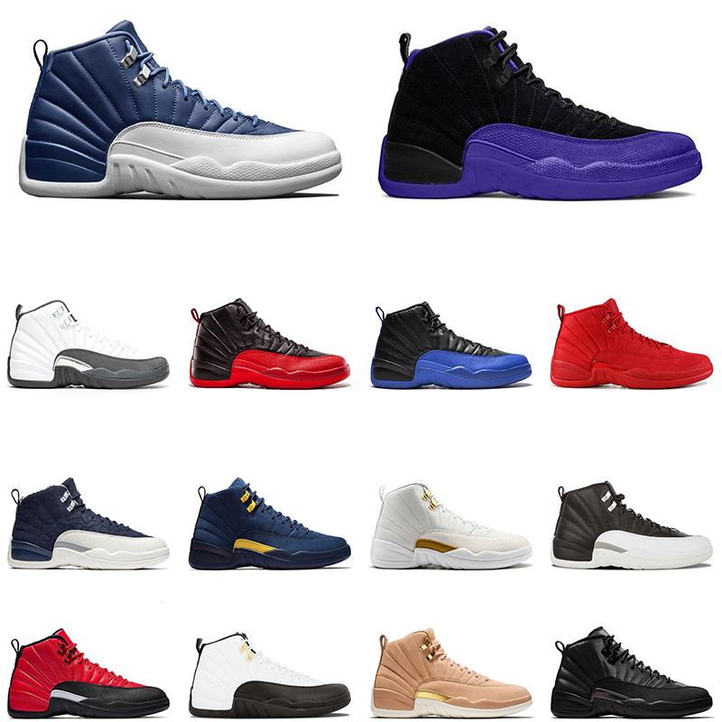 

Mens Basketball shoes 12s Indigo 12 University Gold Dark Grey Flu game Taxi jumpman mens trainer outdoor sneakers, Bordeaux