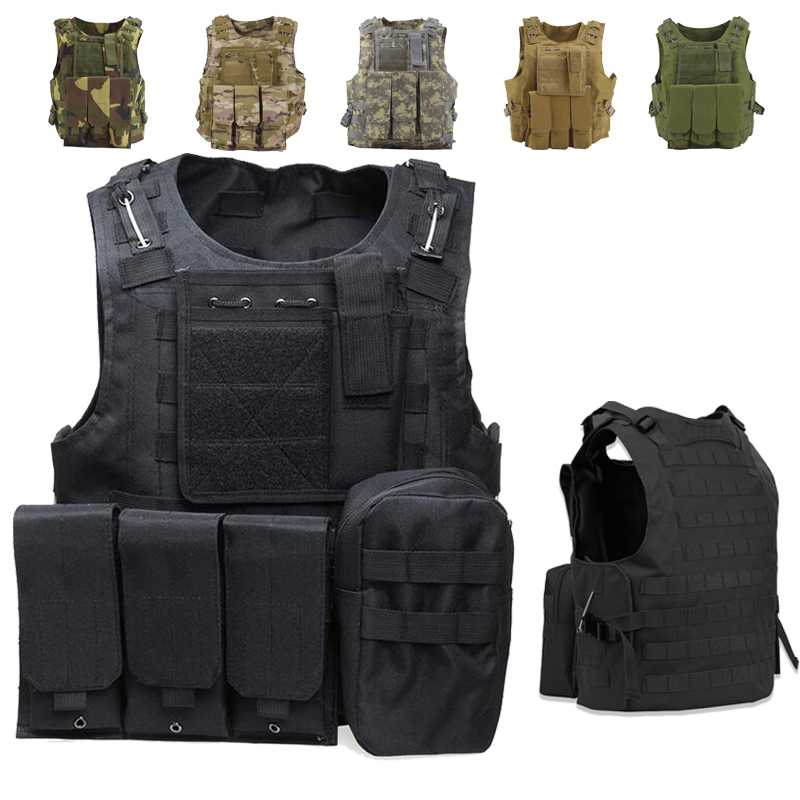 

USMC Tactical Vest Combat Assault Plate Carrier Molle Vest Outdoor Clothing Camouflage Hunting, Black
