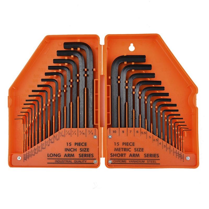 

30 in 1 Inner Hex Key Wrench SAE Metric Driver Tool Set Precise Tool For Auto Repair Wrenches Spanners Hand Tools