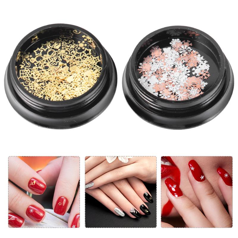 

2pcs Metal Nail Stickers Ultra-thin Stylish Nail Art Decals Manicure Sequins Stickers for Women Ladies, Golden