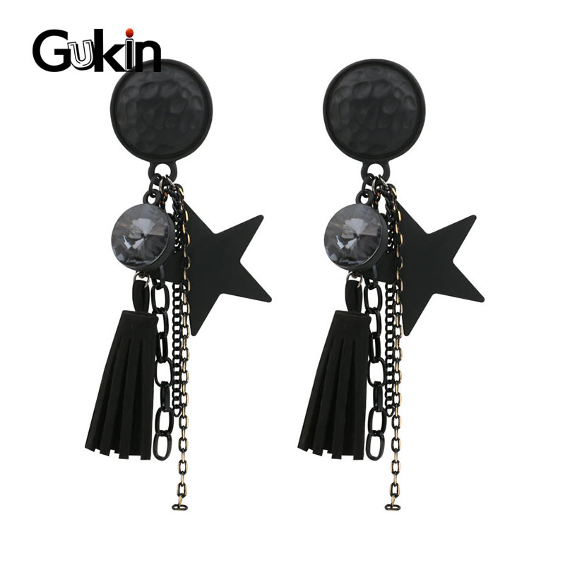 

Gukin Vintage Black Tassels Star Women's Earrings Drop Dangle Crystal Boho Jewelry Luxury Accessories Fashion Earrings 2020