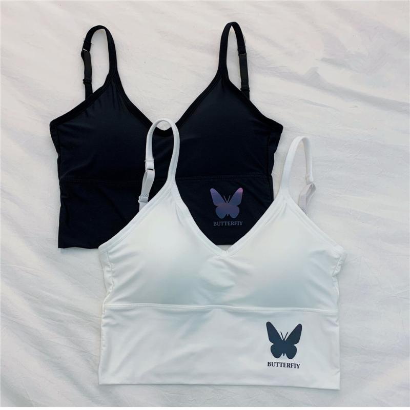 

Running Women Bra Cotton Panty Reflective Sexy Bra For Women Girls Underwear Comfortable Butterfly Elasticity Yoga, Skin pad