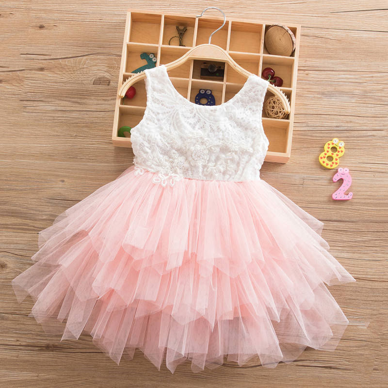 

2020 New Brand Summer Dresses For Girls Backless Fluffy Cake Smash Dress Elegant Princess Party Dress Girl Birthday Costume 2 6Y, As picture