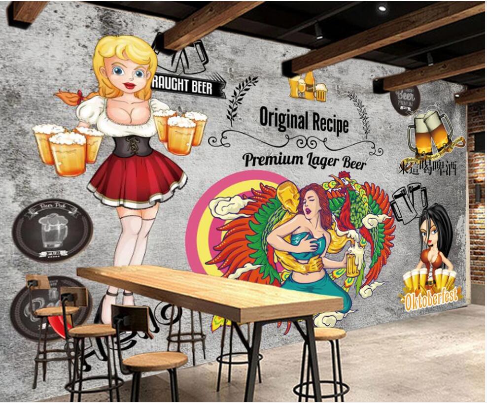 

3d photo wallpaper custom mural on the wall Retro nostalgic beer pub dining background home decor photo wallpaper in the living room, Non-woven wallpaper