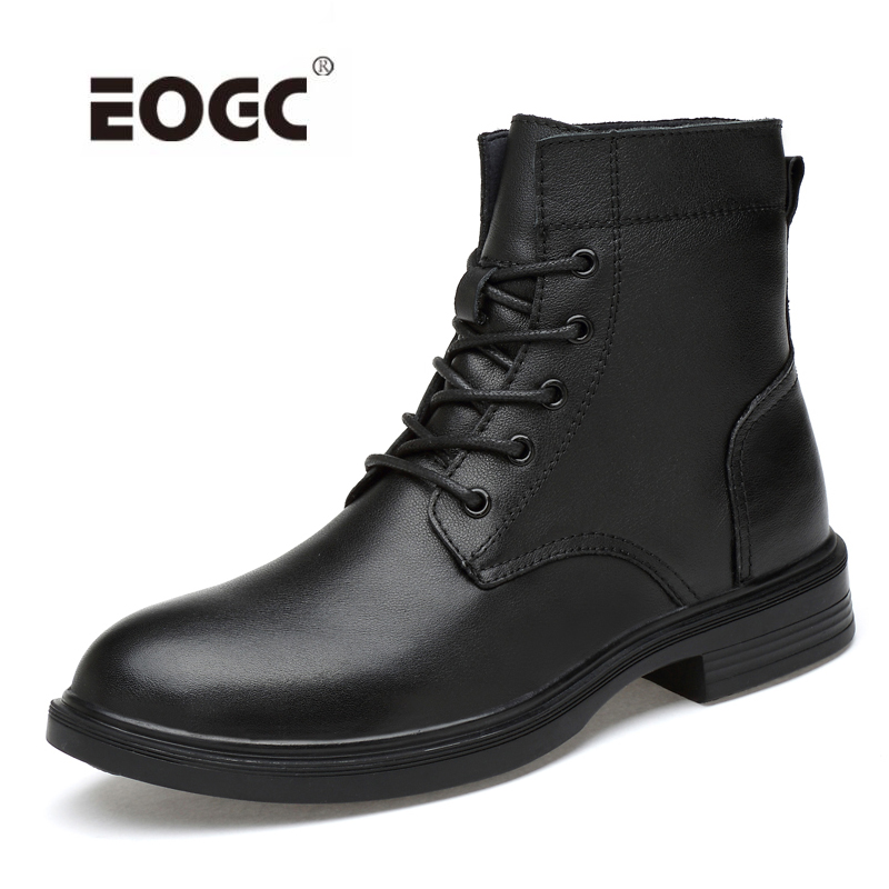 

Full Grain Leather Men Boots Plus Size Handmade Warm Men Winter Shoes Waterproof Quality Shoes Outdoor Ankle Snow Boots, Black-fur