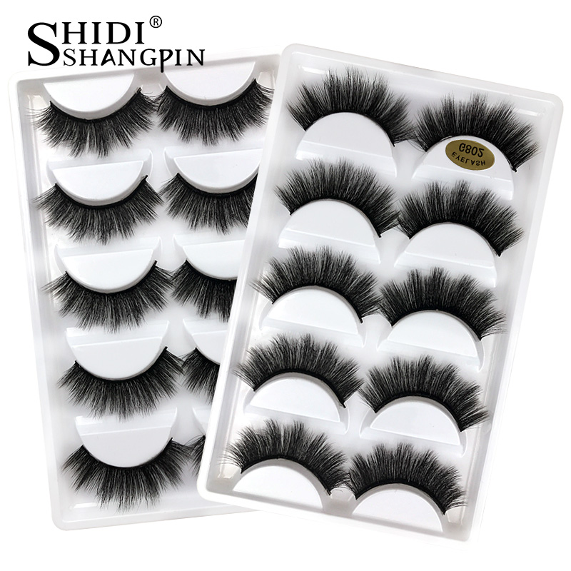 

SHIDISHANGPIN Eyelashes False Lashes Mink Lashes 5 Pairs False Eyelashes Natural Fake Make Up maquiagem cilios