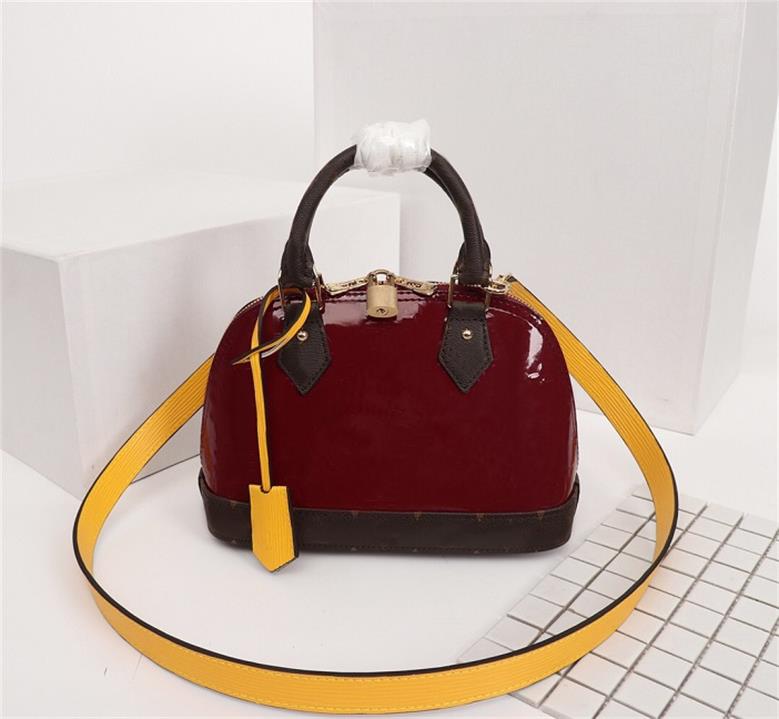 

2020 Original High Quality Designer bags Purses ALMA BB Bag Women Brand Tote Toron Patent leather Shell bag Real Leather Shoulder Bags, 1 #m53152