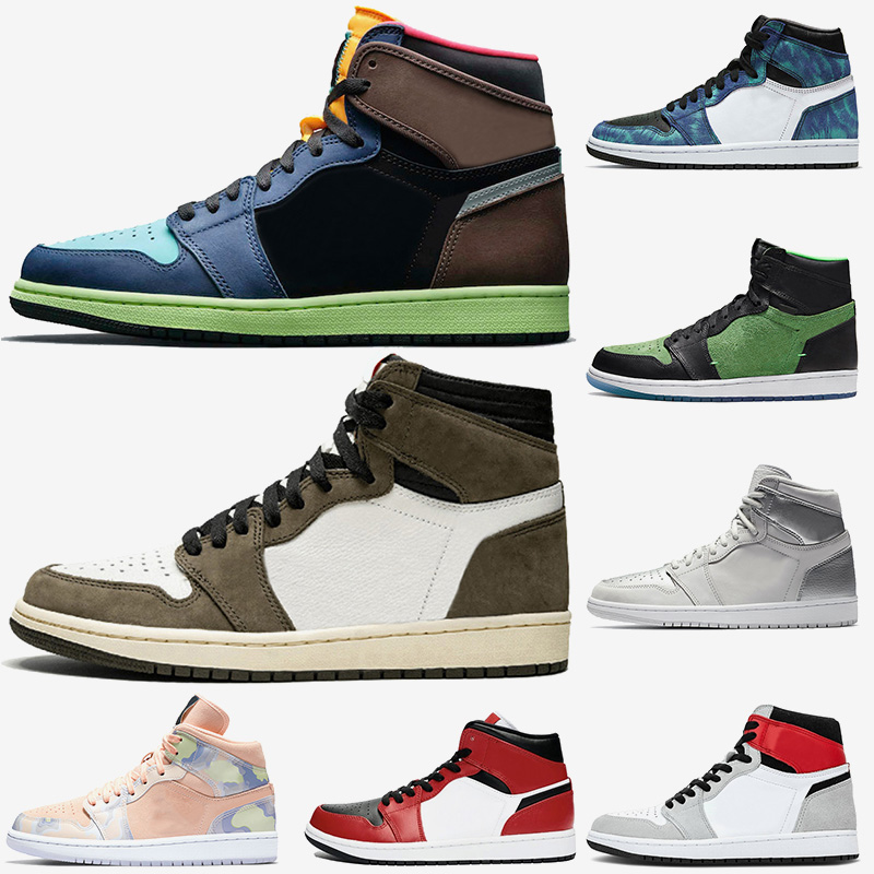 

1s mens Basketball shoes fearless Jumpman 1 High OG Bio Hack Retro Pherspective Chicago Black Toe Light Smoke Grey Tie-Dye womens designer, #21 36-46