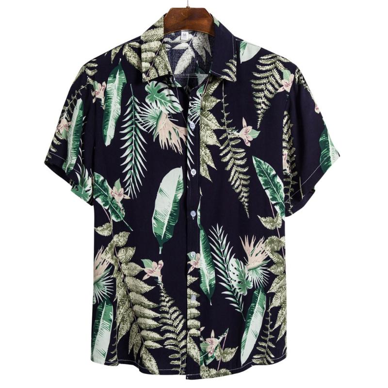 

Mens Ethnic Short Sleeve Casual Cotton Linen Print Hawaiian Shirt Blouse Ropa Hombre Elegante Guayabera Camisa Hombre #Y5, Green