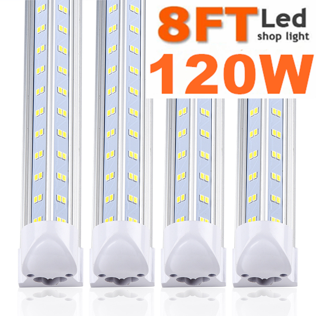 

8ft LED Shop Light Fixture, T8, 8 Foot 120W 14000lm 6000K, Clear Cover, V Shape, Cold White, Tube Light, Hight Output, Bulbs for Garage,20pc