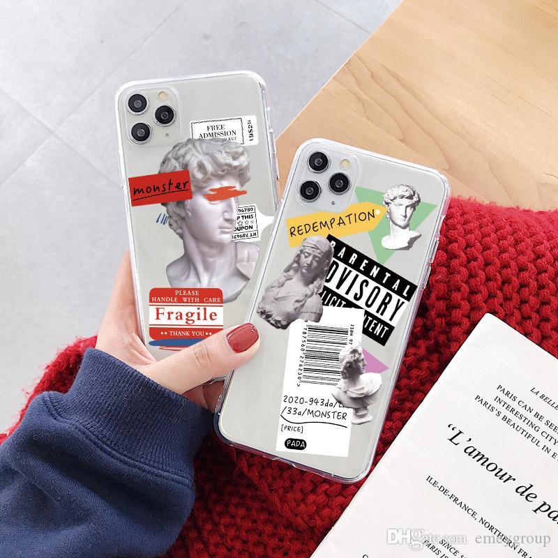 

Fashion luxury designer Art Letter Label Phone Case For iphone 11 Pro Max 7 8 plus Back Cover For iphone X XR XS Max Transparent Soft Case