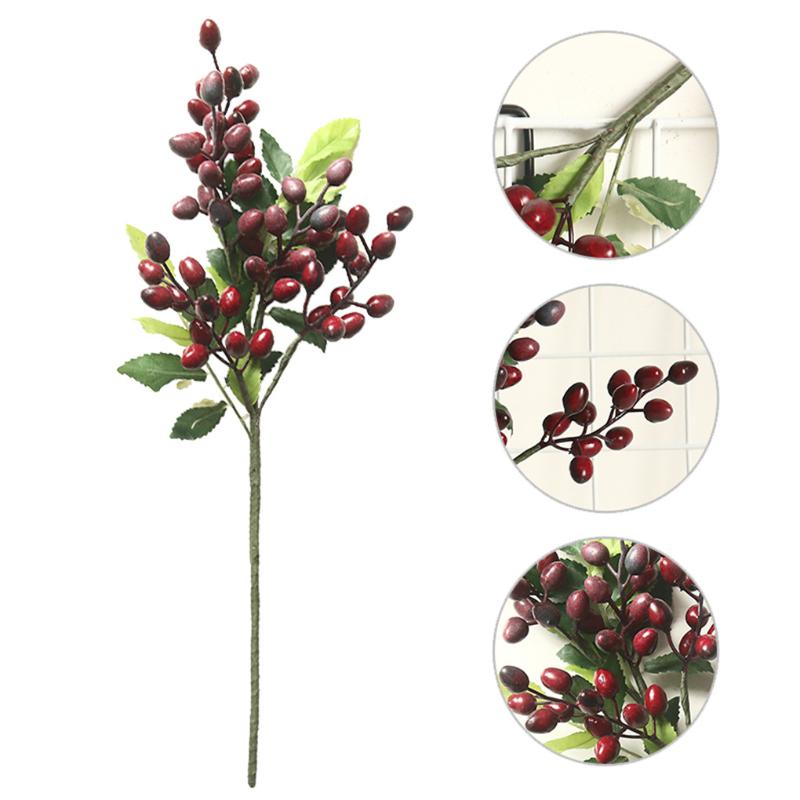 

Artificial Berry Plant Branch Simulation Berry Bouquet Wedding Party Cloth Fake Plant Home Decor, Red, 01