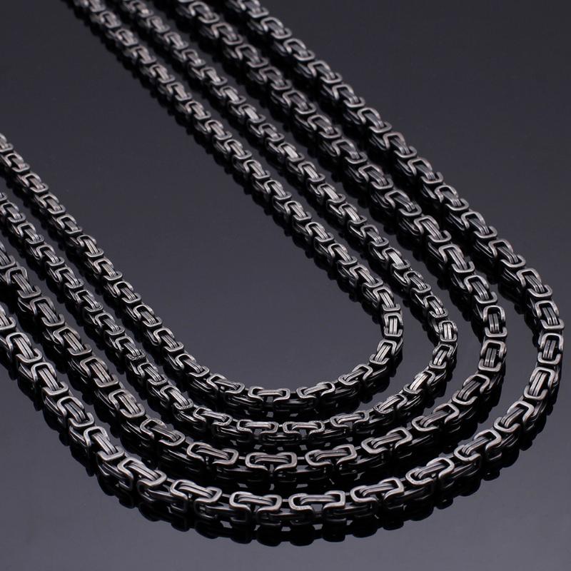 

4/5MM Wide Mens Hip Hop Chain Necklace Vintage Black Solid Stainless Steel 66/76CM Long Men Necklace Dropshipping Choker Jewelry