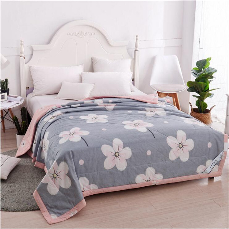 

Summer Washed Quilt Cotton Air-conditioning Comforter Soft Breathable Cool Blanket Thin Geometric Print Bedspread Bed Cover, As photo