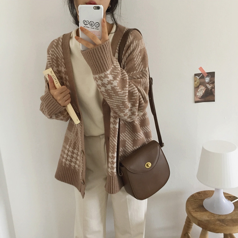 

Hzirip 2020 Autumn Knitted Sweater For Women Office Lady Female Cardigan Coat Casual Jacquard Warm Loose Sweet Fashion Tops, Black