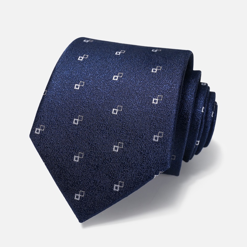 

High Quality 2020 Designer New Fashion Navy Blue White Plaid 8cm Ties for Men Necktie Wedding Business Formal Suit with Gift Box