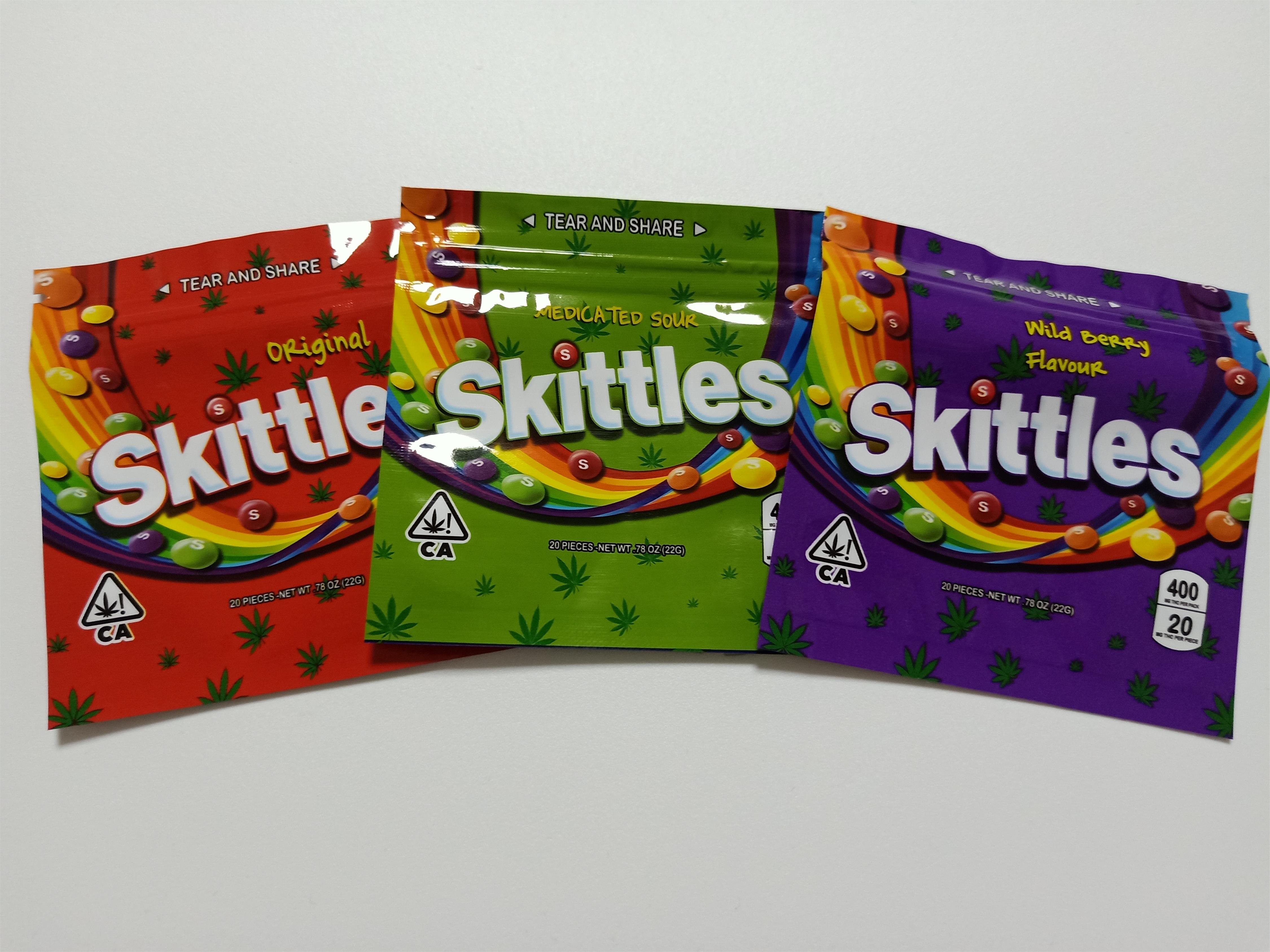 

New Arrival Skittles Mylar Bags 400mg Empty Medicated Sour Rainbow Edibles Candy Gummy Zipper Retail Packaging Skittles Bags Pouch Package