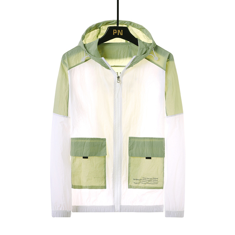 

New Fashion Men's Summer Outdoor Thin Hooded Jacket Mens Breathable Large-Size Jacket Sunscreen Hoodie Shirts Sunscreen Clothing, Green