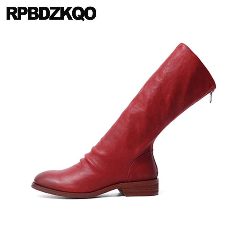 

winter fashion chunky black autumn block fall designer shoes women luxury 2020 custom round toe red mid calf short beige boots