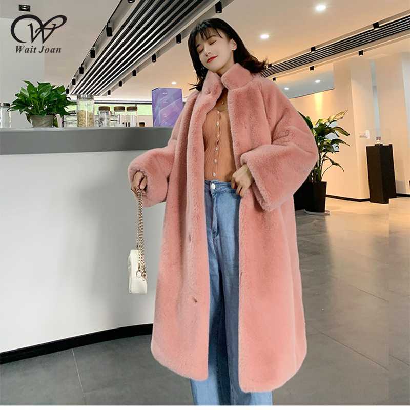 

Winter Women Faux Coat Luxury Long Fur Coat Loose Lapel OverCoats Thick Warm Plus Size Fur Jacket Female Plush 471, Pink
