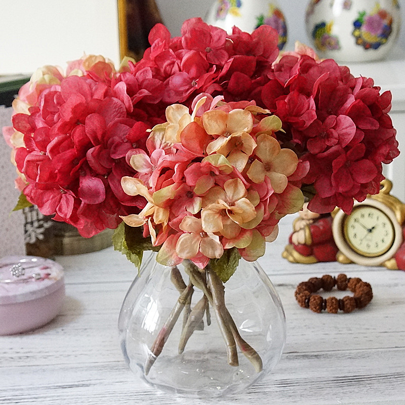 

1 bunch of artificial silk hydrangea for home decoration Christmas decoration flower wedding flower wall set artificial flowers