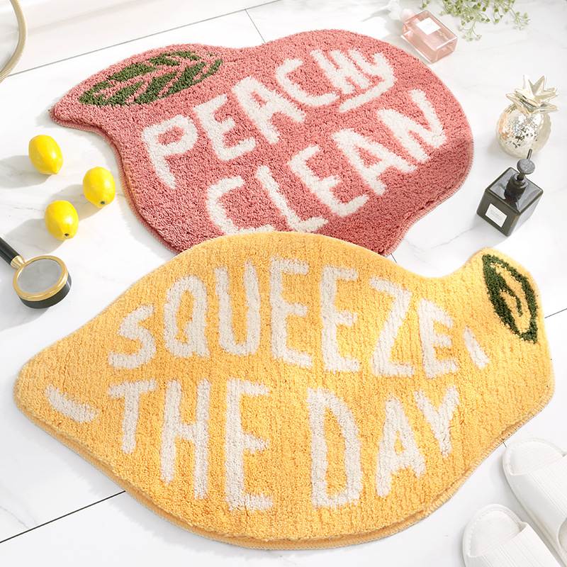 

Flocking Fruit Peach Shape Home Entrance Mat Bedroom Bathroom Door Non-slip Foot Pad, 46x76cm