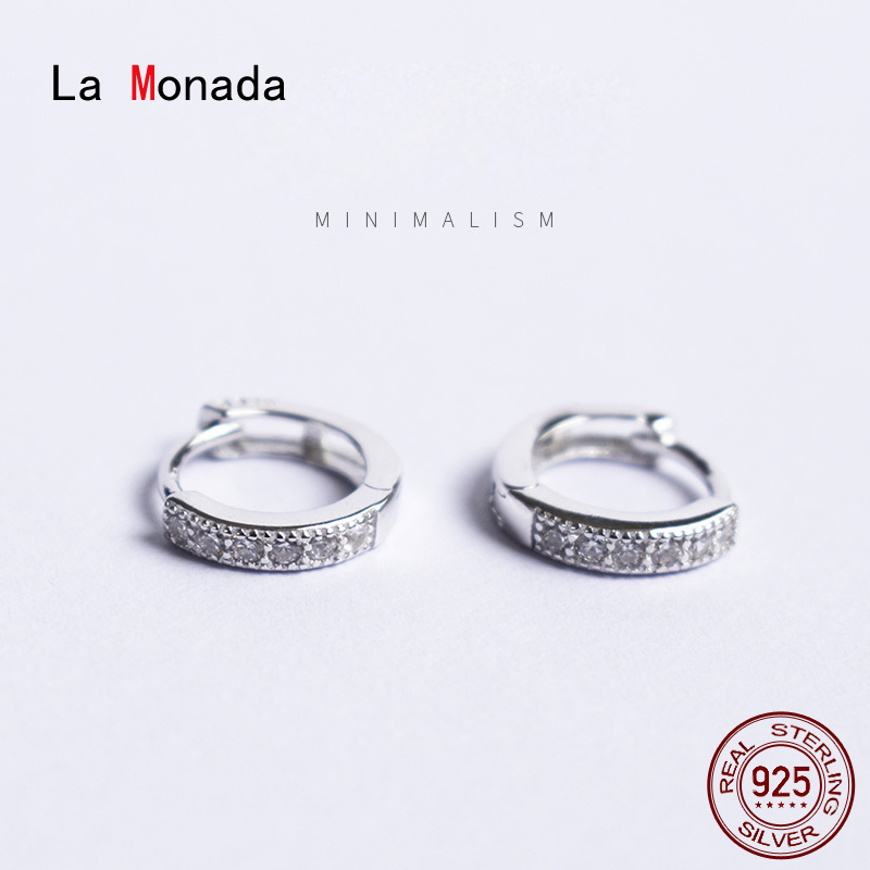 

La Monada Hoop Earrings For Women Silver 925 Fine Women Earrings Jewelry Minimalist Hoop 925 Silver Row Inlay