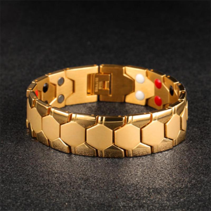 

Couple Simple Design Geometry Titanium Steel Magnet Anti-radiation Bracelet Wristband