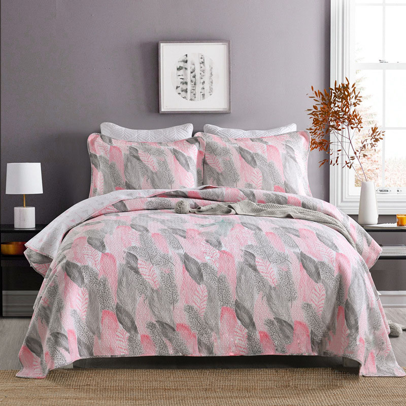 

CHAUSUB Quality Bedspread Cotton Quilt Set 3PC Printed Quilts Quilted Bed Cover Shams  Queen Size Coverlet Summer Blanket, As picture