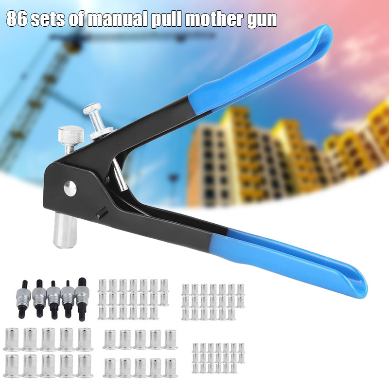 

86pcs M3-M8 Blind Rivet Nuts Threaded Insert Rivet Tool Riveter with Rivnut Nutsert Riveting Kit Household Repair Tools @LS