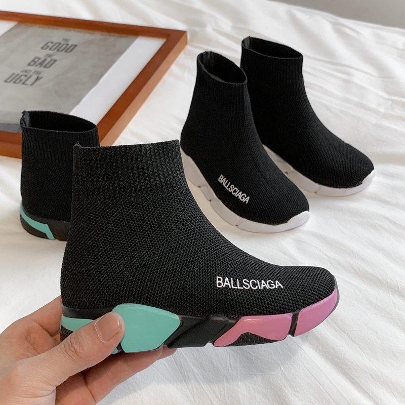 

High Top Children Shoes Boys School Shoes Girls Kids Socks Black Designer Girls Boy Sport Running Sneakers Trainers Tenis, Redblue