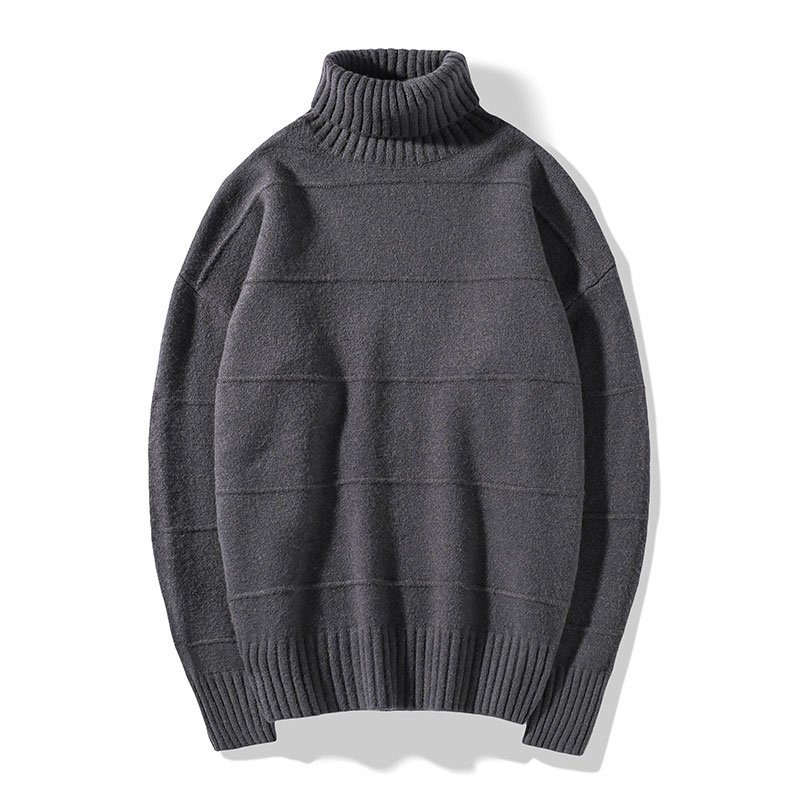 

New Winter Turtleneck Men Sweater Casual Jumpers Male High Neck Cashmere Pullover Thick Warm Mens Knit Sweaters Soft Pull Homme, Black