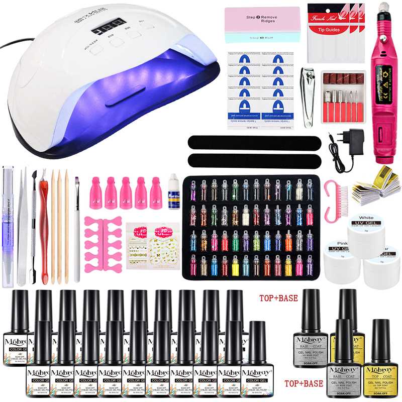 

Mobray Nail Set Nail Drill Machine Gel Polish Kit 120/54/36W UV LED Lamp For tools Manicure Set Nails Art Decorations