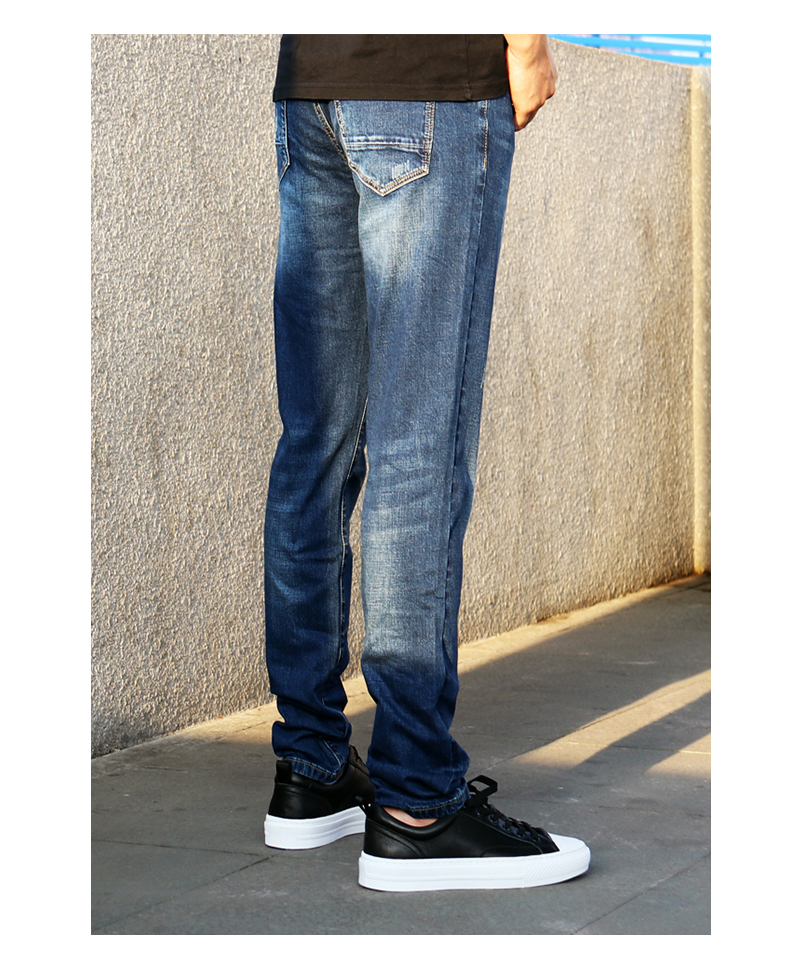 

The new jeans trousers loose straight stretch of leisure, Dark blue