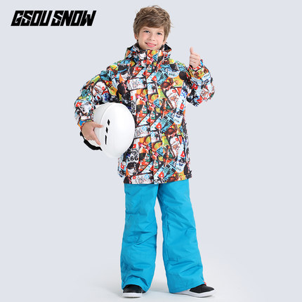 

2020 Kids Ski Suit Boys Ski Jacket Pant Skiing Snowboard Suit Waterproof Windproof Super Warm Children Clothing Outdoor Sport, Color 2