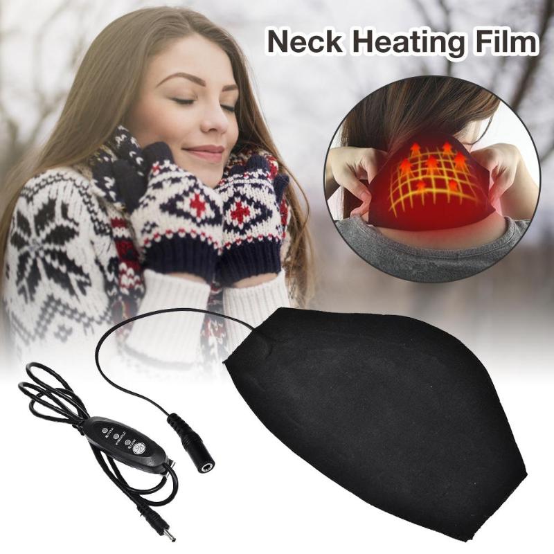 

USB Neck Heating Sheet Neck Wrap 3 Temperature Levels Control Soft Insulation Folding Washable Winter Heating Pad, Black