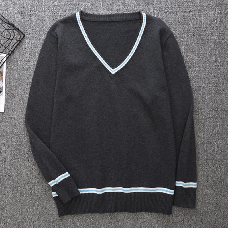 

2020 Pullover Mens College Style Patch Color Contrast and Thickened V Neck Sweater Male Fashion Thick Wool Sweater Knitwear, Knitted sweater