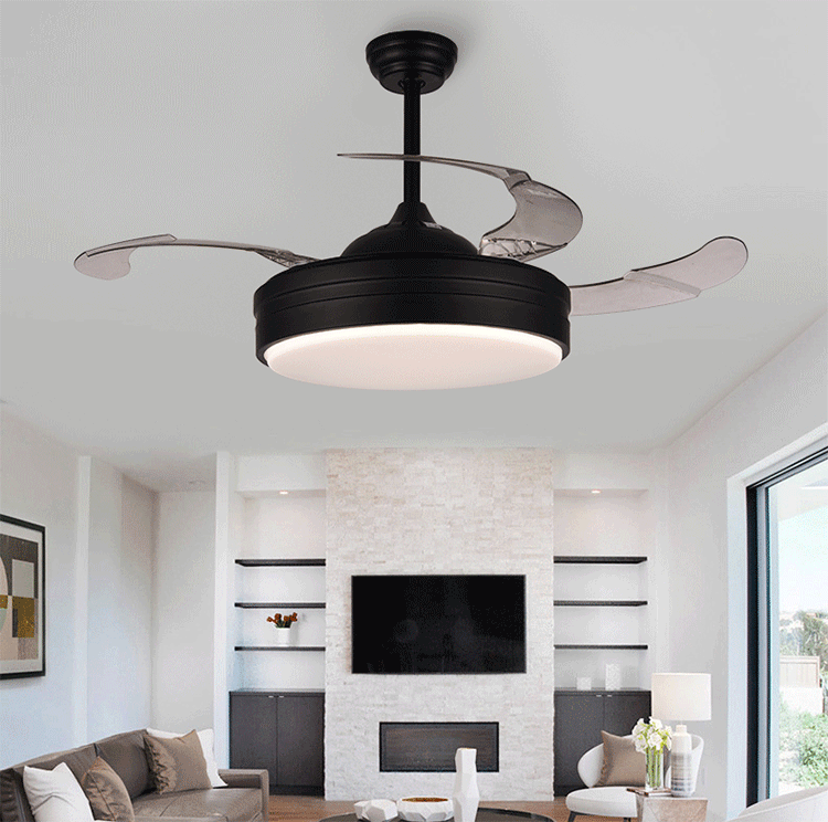 

Simple Invisible Led Fan Light Home Living Room Dining Room Fan Chandelier Black Electric Chandelier