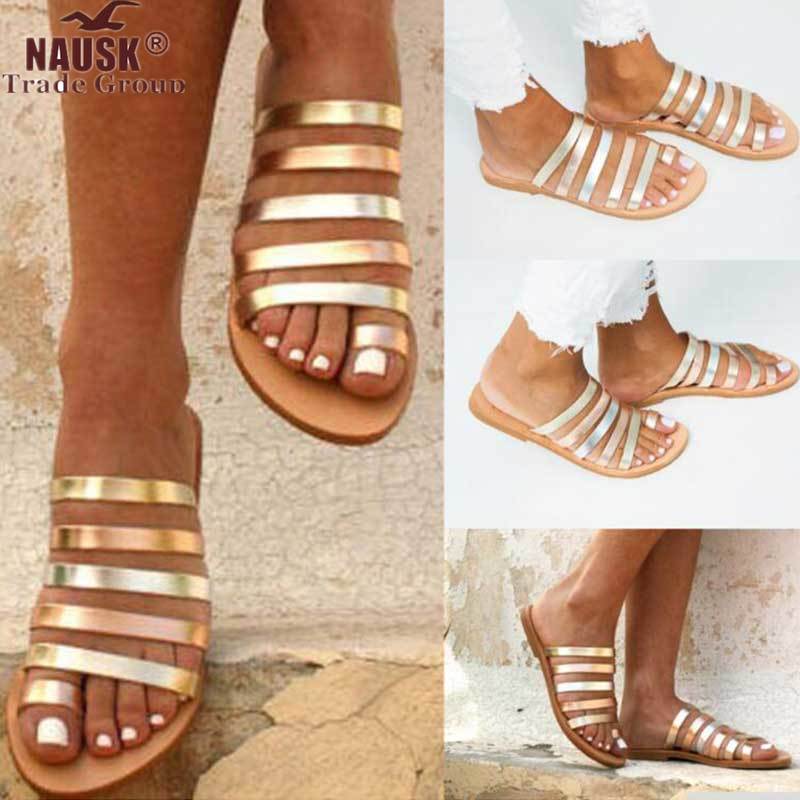 

Women Flat Sandals Summer 2020 Gladiator Sandals Ladies Strap Slippers Roman Female Flip Flops Outdoor Casual Sandales Femme, Yellow