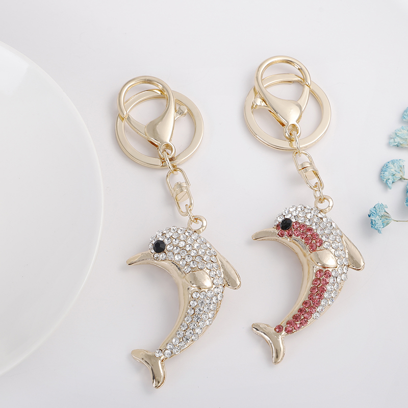 

Lucky Dolphin Crystal Novelty Animal Trendy Keychain Purse Bag Buckle HandBag Pendant For Car Keyring Holder Women