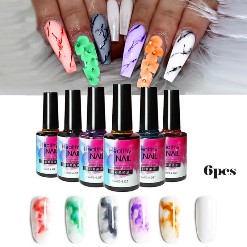 

Nail polish nagellak 6 Pcs 15ml Smudge Bubble Watercolor Gel Color Varnish Manicure vernis semi permanant uv #1107 wholesale