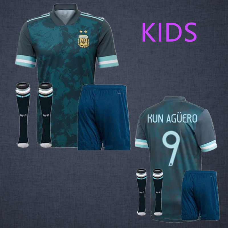 

20 21 Argentina soccer Jersey MESSI Copa AmericaAGUERO 2020 DYBALA argentina football soccer top shirt kids kit sets, Black