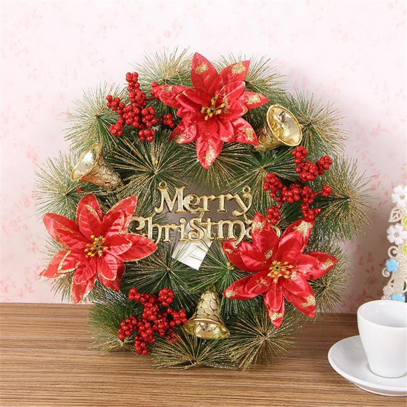 

Christmas Wreath Artificial Flower Pine Garland Gifts Christmas Door Decoration Supplies New Year Advent Wreath navidad, Yellow