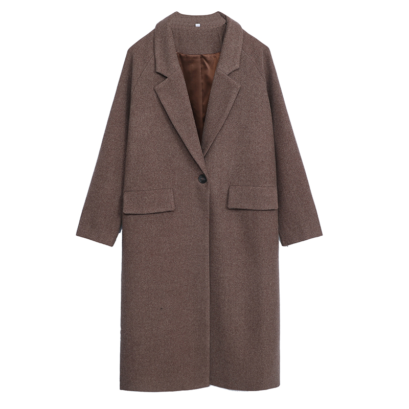 

Fashion a button wool coat -5xL plussize women, Black