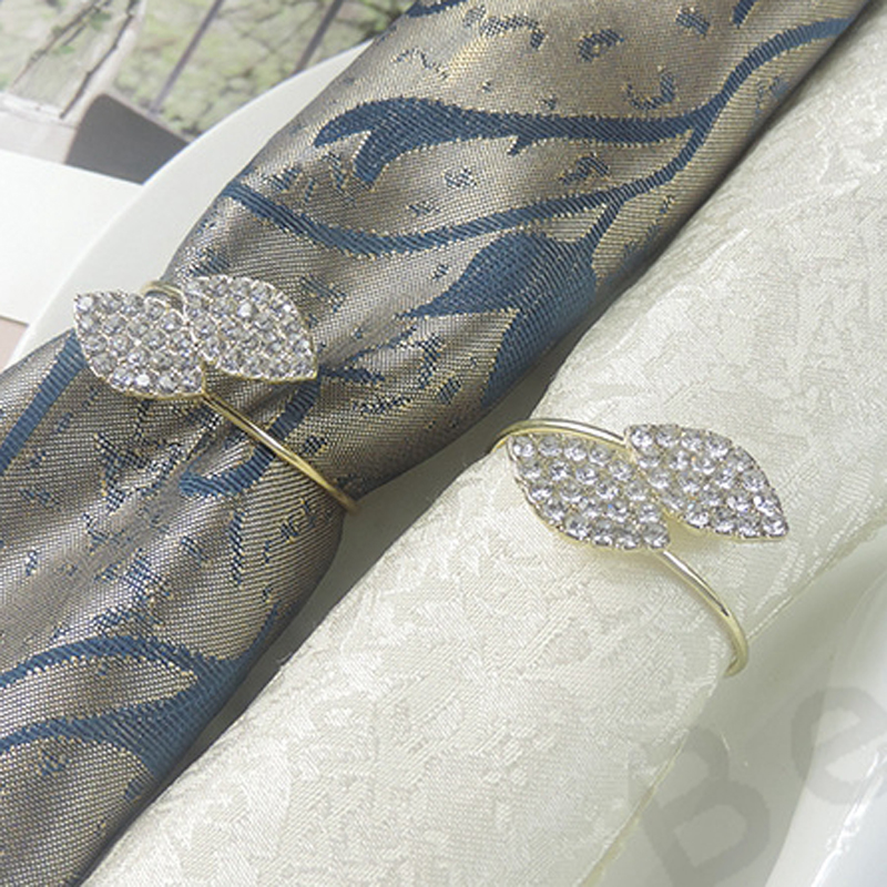 

Futaba Grass Rhinestone Napkin Rings Metal Tablecloth Ring For Wedding Banquet Table Decoration Supply Hotel Crystal Napkin Buckle BH3071 BC