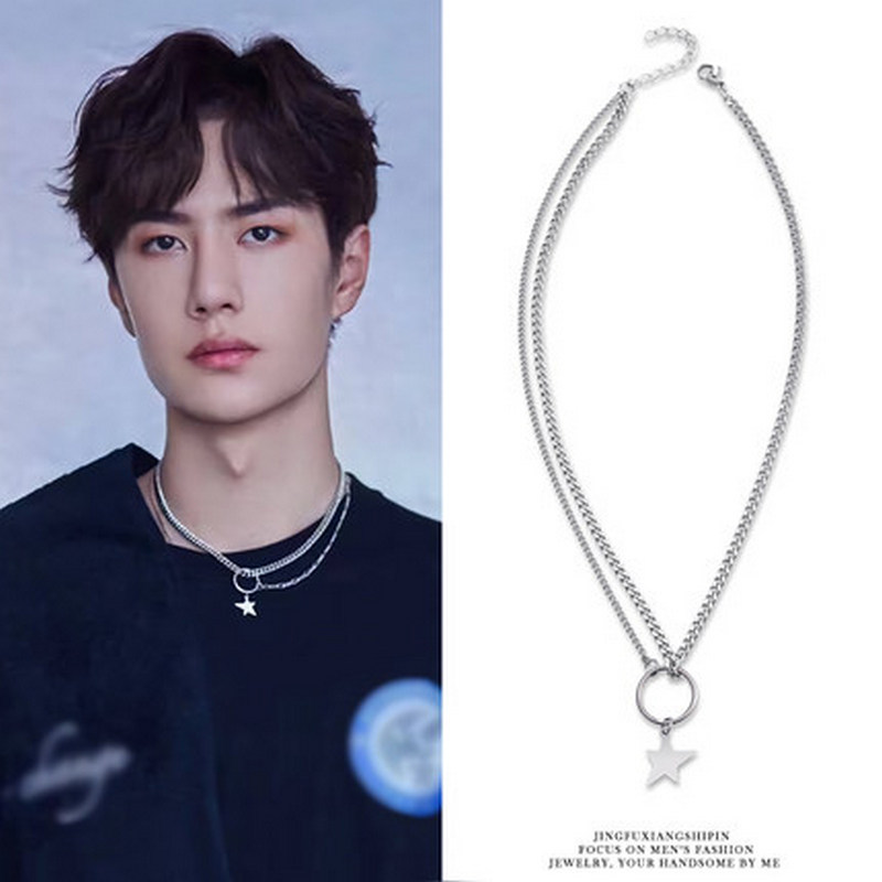 

The new just necklace simple five-pointed star pendant Choker Necklaces double-layer necklace for men and women SNW11