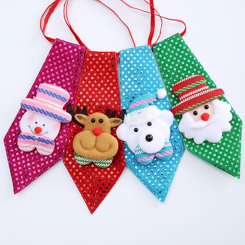 

Christmas Children Tie Sequins Santa Claus Bear Decoration Supplies Kids Gift